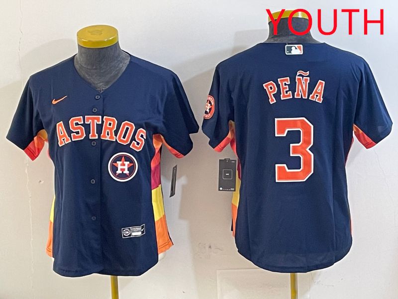 Youth Houston Astros 3 Pena Blue City Edition 2025 Nike MLB Jersey style 5